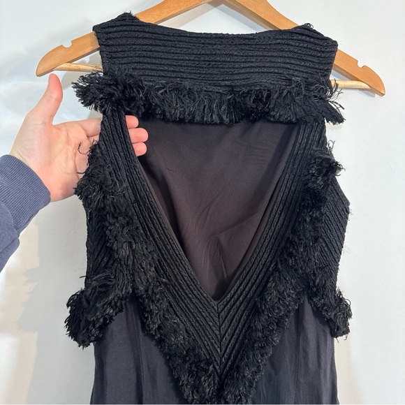 Vintage Mara Hoffman Mini Dress Women's 2 Black Fringe Open Back Revolve - Picture 4 of 12
